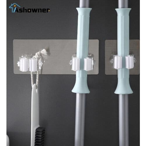 Kitchen bathroom Strong Hooks Adhesive Multi-Purpose Hooks Wall Mounted Mop Organizer Holder RackBrush Broom Hanger Hook