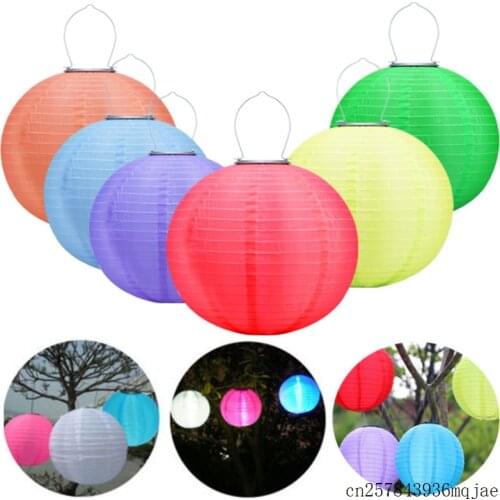 100 Pcs 12inch Solar Lantern Waterproof Fabric LED Solar Light Christmas Decoration Hanging Courtyard Lamp