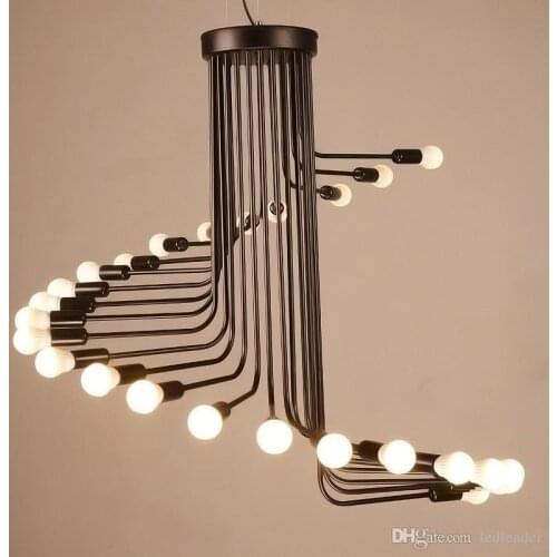 2021 L3-Creative Art Loft Retro Spiral Stairs Chandelier Living Room Bar Study Room Office Pendant Lamp