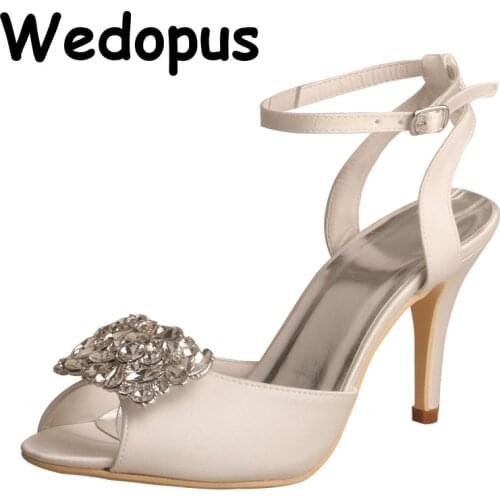23 Colors Wedding Footwear Ladies Sandals Ankle Strap Ivory Shoes Bride 9CM