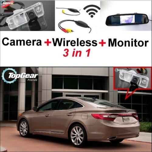 3 in1 Special Camera + Wireless Receiver + Mirror Monitor DIY Backup Parking System For Hyundai Grandeur 2011~2015