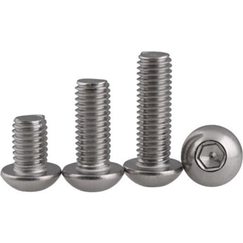 5pcs M5 304 stainless steel round head socket head cap screw Hexagon socket side caps screws 30mm-100mm Length