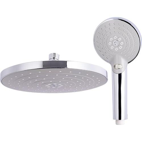ABS Plastic Chrome Finished Round Adjustable Rainfall Showerhead Shower Head Combo Bathroom Top Shower Head Set