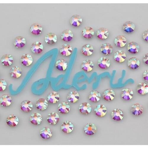 Aderu crystal AB 801 super shiny lead free crystal hot fix rhinestone for nail art ornament garment shoe scarf phone decoratio