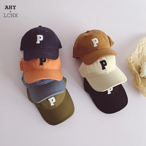 Autumn Spring Fashion Baby Baseball Cap For Boys Girls Sun Hats Visor Letter P Embroidery Kids Hip Hop Caps Children Cotton Hat