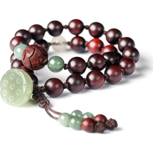 Handmade Redsandalwood Beads Bracelet Lotus Beaded Wrap Bracelet Good Luck Bracelet Lady Jewelry Gift