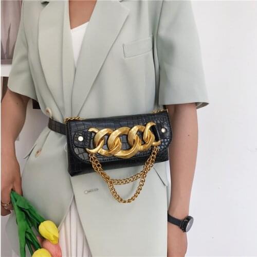 Brand Mini Crossbody Bag Womens Luxury Purse PU Leather Stone Grain Waist Bags Fashion Metal Chain Shoulder Bag Female Clutchs