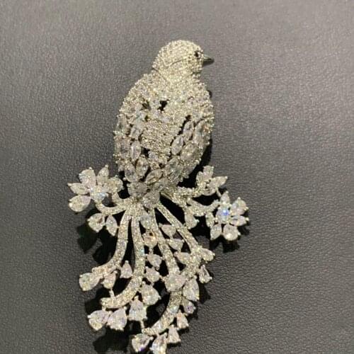 Bird brooch pins copper with cubic zircon animal fashion women jewelry for coat men jewelry unisex brooch free shipping