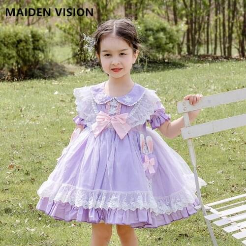 Boutique Kids Dress for Girls birthday party Lace Girl Dress bow tutu Princess Pageant Gown For infant Children Lolita Dress