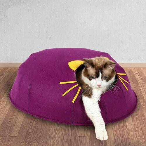 CAWAYI KENNEL Detachable Washable Cute Warming Felting Egg Type Pet Bed Cat House Comfortable Kitty Nest Room for Cat D1531