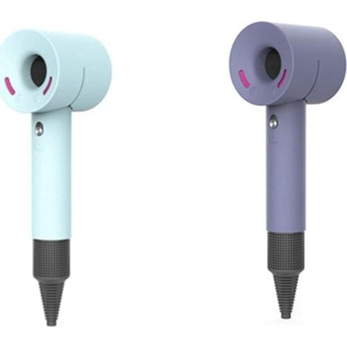 2 Pcs Hair Dryer Case Cover for Dyson Soft Silicone Gel Dust Proof Blower Protective Skin Cover, Blue & Gray Purple