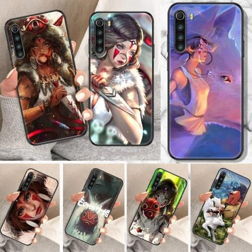 Anime Princess Mononoke Phone Case For Xiaomi Redmi Note 7 8 9 10 7A 8T 9A 9T 9S 10S Pro black pretty Etui silicone bumper tpu