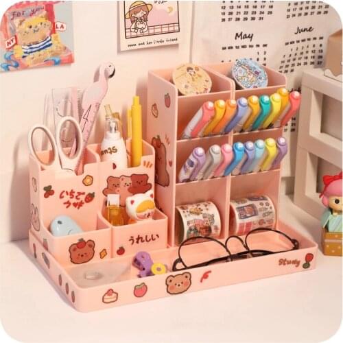 Lnclined Pen Holder Creative Multifunctional Childrens Female Pen Holder Desk Large Capacity Stationery Storage Box For Pupils