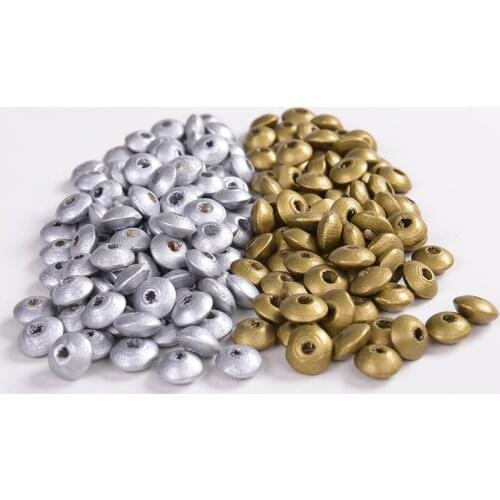 DIY Wood Flat Round Beads Loose Spacer Charms Jewelry Findings 12*5mm Silver & Gold Colors Kids Wooden Beads 100Pcs/Lot Whsle