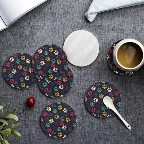 Upetstory Designer Dog Paw Printed Drink Coasterr Lovely Mug Mat Cup Table Pads Insulation Drink Coaster Placemat Custom Image