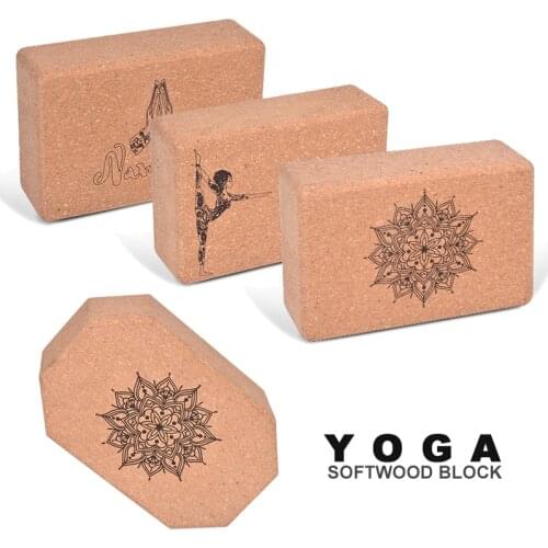 Gym Home Yoga Cork Brick Octagonal Corkwood Blocks Comfortable Grip Pilates Meditation Aid Training Balance Flexibility 3x6x9 in