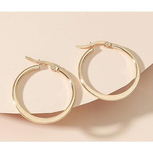 Club Exaggerated Geometric Large Circle Earrings for Women Gold Silver Color Stainless Steel Round Hoop Earrings Party Jewelry