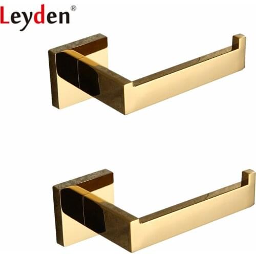 Leyden 2pcs Bathroom Accessories Set Golden Finish 304 Stainless Steel Wall Mounted 2pcs a lot Toilet Paper Holder For Bathroom