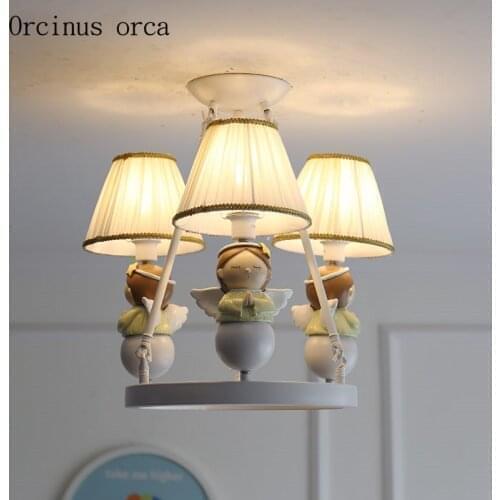 Cartoon creation pray blessing Angel child chandelier Girl Bedroom Princess Room Light American style LED doll pendant lamp