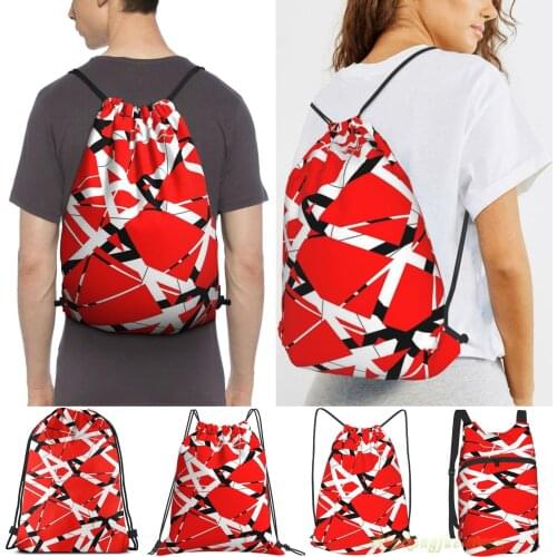 Men Outdoor Travel Drawstring Backpack Bags Frankenstrat Pattern Red Black White Women Sports Travel Bag Fitness Swimming Bag