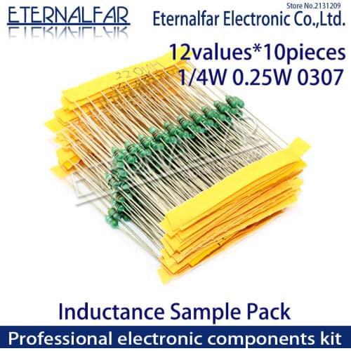 12values Color Ring Inductor Assortment 0307 1/4W 0.25W Inductors 1UH 100UH 33 220UH 330UH 470UH 1MH Inductors Assorted Set Kit