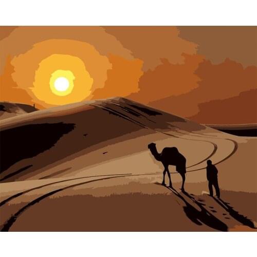DIY Painting By Numbers Desert camel Canvas Oil Painting Paints By Number Kit Art Picture Home Living room Decoration