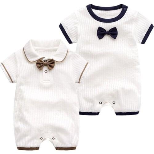 New Fashion Summer Baby Boy gril Rompers 100% Cotton Baby Clothes Gentleman Baby Boys Romper Toddler Kids Jumpsuits
