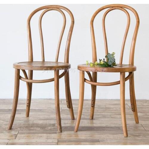 Solid Wood Dining Chair Thonet Sonnet 18th Chair American Retro Chair Distressed Bentwood Dining Chair