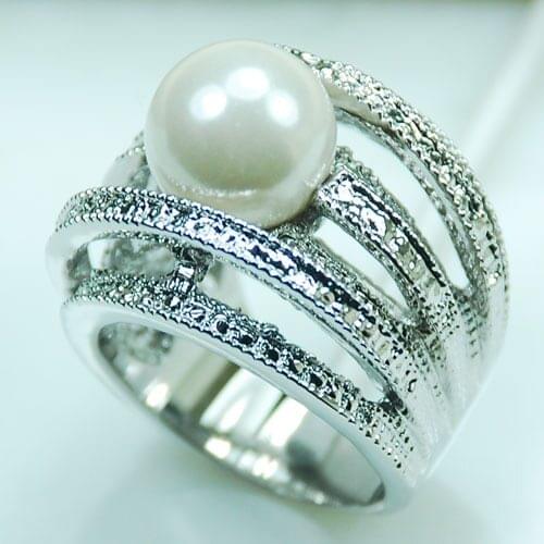 Huge White Pearl 925 Sterling Silver Ring Size 6 7 8 9 10 R265