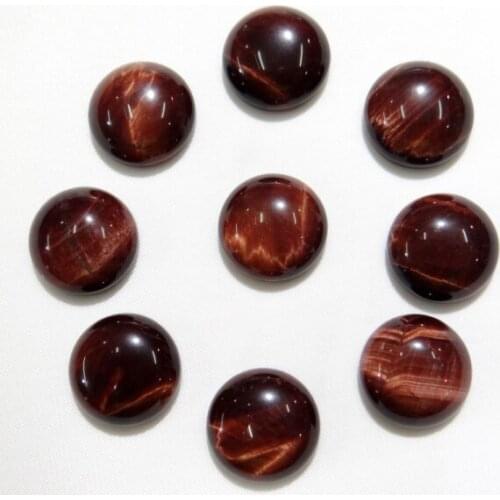 Wholesale 50Pcs/lot natural red tiger eye stone round charm 16mm cabochon no hole beads for jewelry making DIY Ring accessories