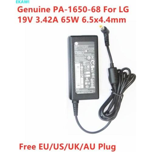Genuine 19V 3.42A 65W PA-1650-68 AC Adapter For LG R400 M2280D M2380D M2780DF C500 ADP-65JH AB LCD Monitor Power Supply Charger