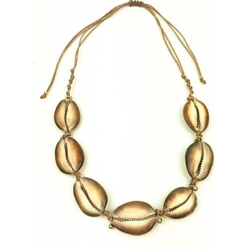 Natural Shell Necklace Womens Best Friend cowry Shell Necklace bijoux collier femme Bohemian Jewelry 2018 New Brown Big Puka