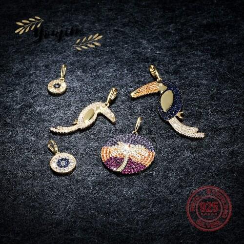 New Light Luxury Women Woodpecker Coconut Zircon 925 Silver Pendant Summer Fashion Monaco Exquisite Jewelry Gift