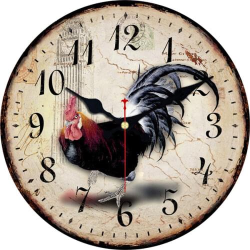 Shabby Chic,Chicken Wall Clocks,Vintage Wall Clock,Wall Watches Home Decor,Kitchen Clock
