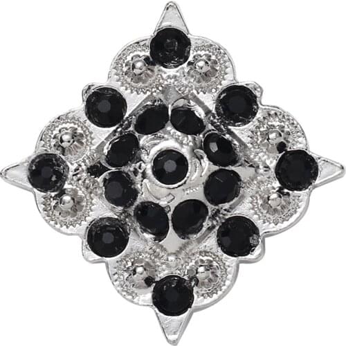 PSilver Plated Anchor Belt Concho Screw Back Rhinestone Concho Leathercraft Belt DIY Hardware Crystal Belt Rhombus Accessories