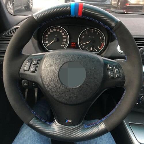 Hand Sewing Black Genuine Leather Car Steering Wheel Cover For BMW M Sport M3 E90 E91 E92 E93 E87 E81 E82 E88