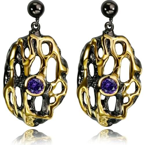 Black&Gold Color Fashion Earrings for Lady Made with AAA Cubic Zirconia Drop Earrings Allergy Free Lead Free