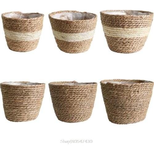 Nordic Handmade Straw Storage Basket Indoor Outdoor Flower Pot Plant Container Home Living Room Decoration D24 20 Dropship
