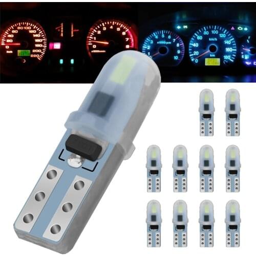 10PCS T5 Led Bulb W3W W1.2W Car Interior Light Indicator Dashboard Gauge Instrument Wedge Lamp Auto Signal Light 12V White Red