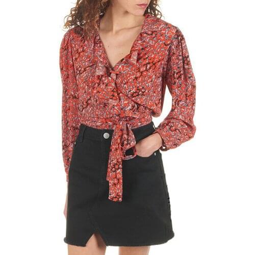 Patads French womens M autumn winter Vintage lotus leaf edge leopard print top Lito