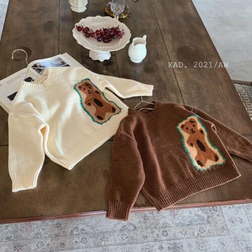 2021 new girls boys printed knitted sweater autumn full sleeve fashion kids pullover sweater 2-7 years