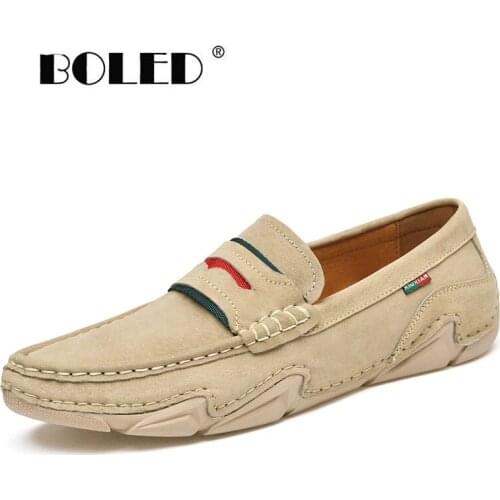 Suede leather slip-on nen casual shoes loafers moccasins spring autumn flats shoe breathable driving shoes men Zapatos Hombre