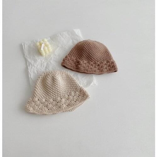 Korean Handmade Crochet Wool Children Hat Autumn Winter Baby Boys Girls Cap Cute Fashion Hats for 1-6 Years Kids