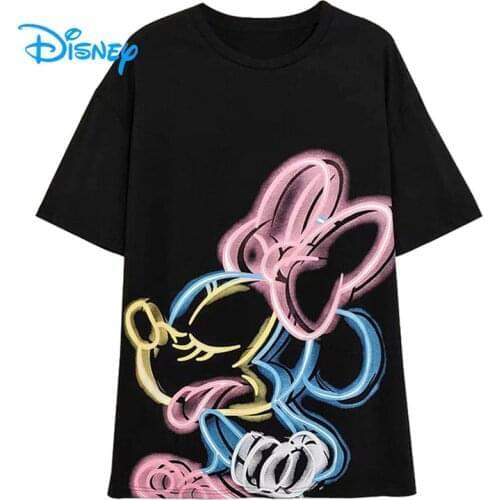 Disney Minnie Mouse Donald Duck T-Shirt Women Cotton Cartoon O-Neck Short Sleeve tshirt Women 2020 Summer Casual Tee Tops Femme