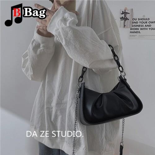 Casual fashion Women Crossbody bag Handbags Purse Lady fold Shoulder Bags Acrylic Chain Tote Pu Leather Underarm Bags