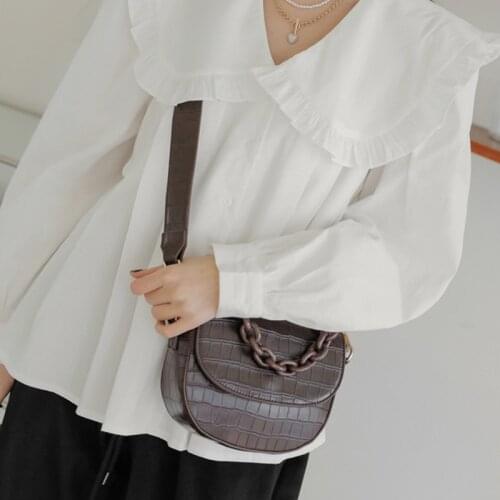 Women Bag 2021 New PU Bucket Chains Vintage Alligator Hasp Shoulder Bag Handbag Pures And Bags Crossbody Euro-America Style