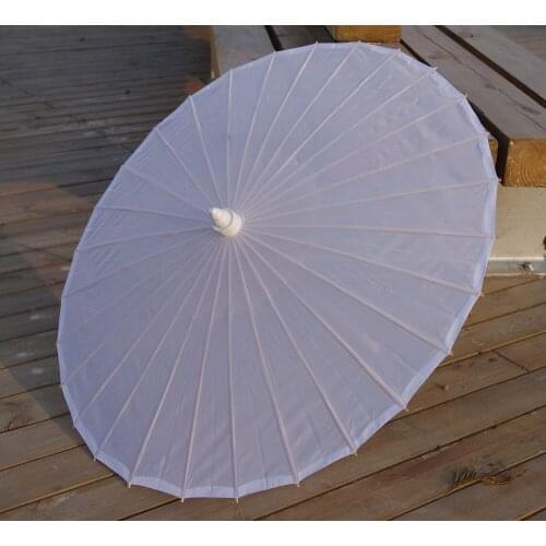 White Plain Fabric Bamboo Parasol/Umbrella Great For Wedding Party Favor