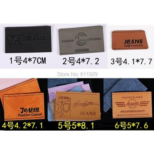 Jeans label PU leather label clothing main label 100 pcs a lot