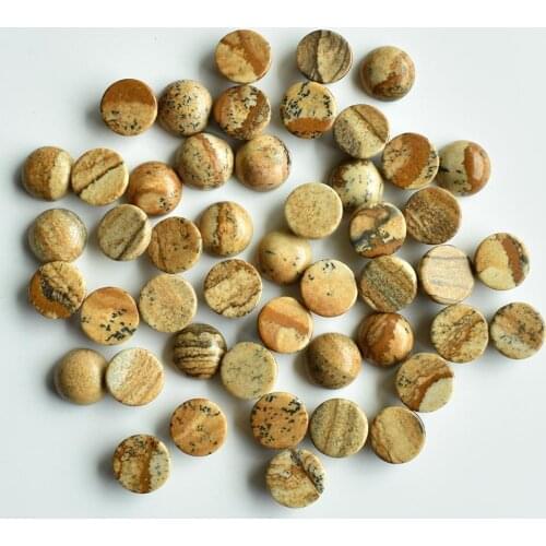 2020 fashion good quality natural picture stone round cab cabochon beads for jewelry Accessories 10mm wholesale 50pcs/lot free