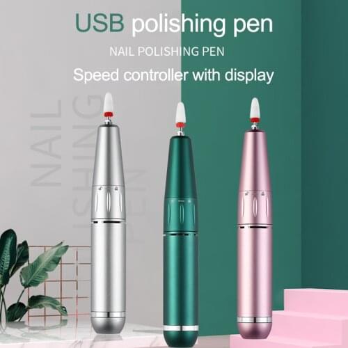 30000RPM USB Nail Polishing Pen Speed Controller With Display Mini Handpiece Nail Drill Pen UV Gel Remover Manicure Polisher